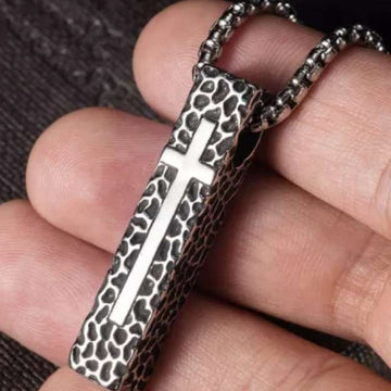 Cross Bar pendant necklace, Men's Stainless Steel necklace, 27 inches