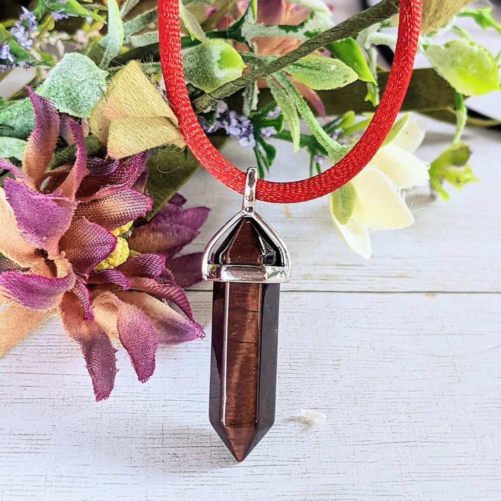 Natural Gemstone Crystal Point Pendant necklace, 30 inch