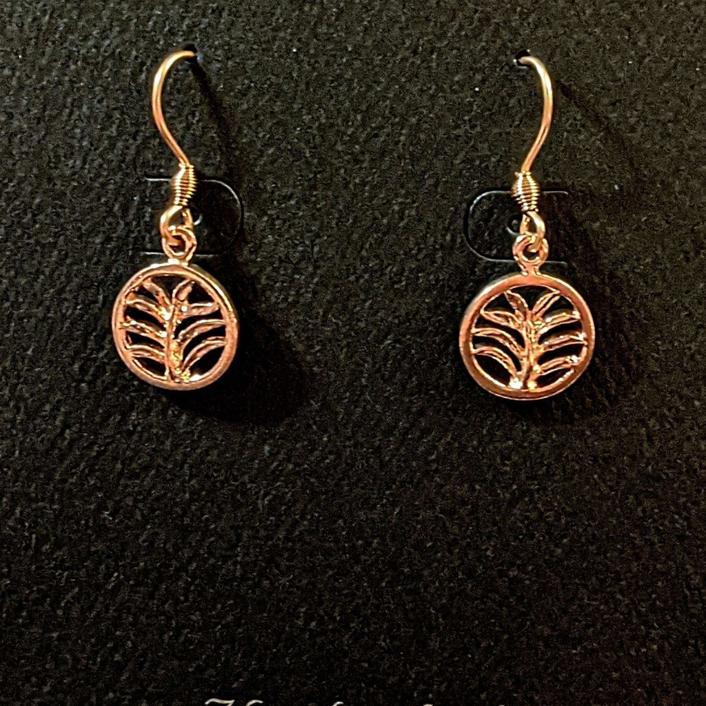 Palm Leaf Rose Gold dangle earrings