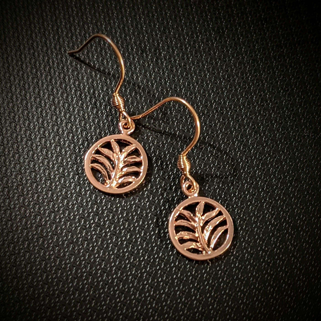 Palm Leaf Rose Gold dangle earrings