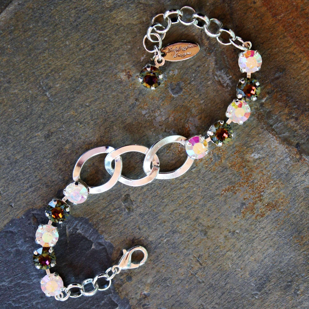 Multi Colored Faceted Crystal Chain Link Bracelet