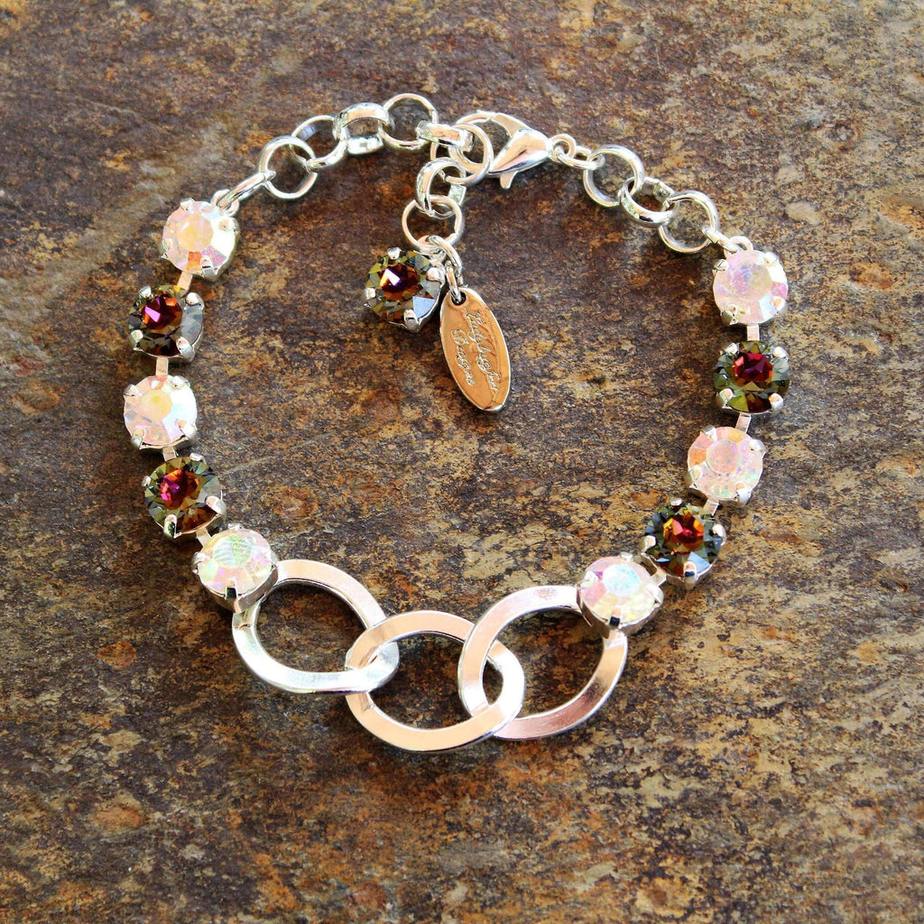 Multi Colored Faceted Crystal Chain Link Bracelet