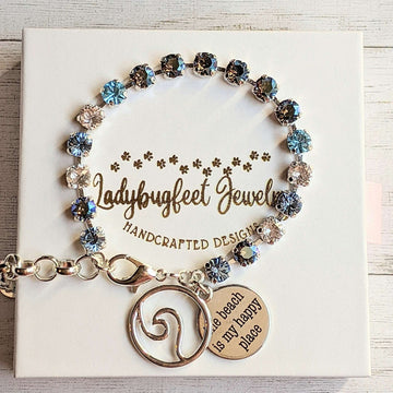 The Beach is my Happy Place-Ocean Wave Faceted Crystal Bracelet
