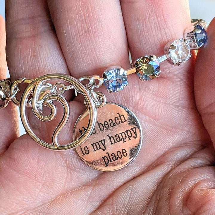 The Beach is my Happy Place-Ocean Wave Faceted Crystal Bracelet