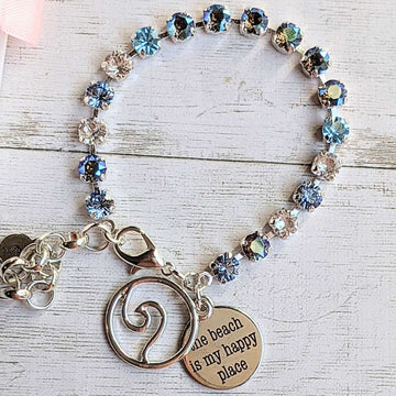 The Beach is my Happy Place-Ocean Wave Faceted Crystal Bracelet