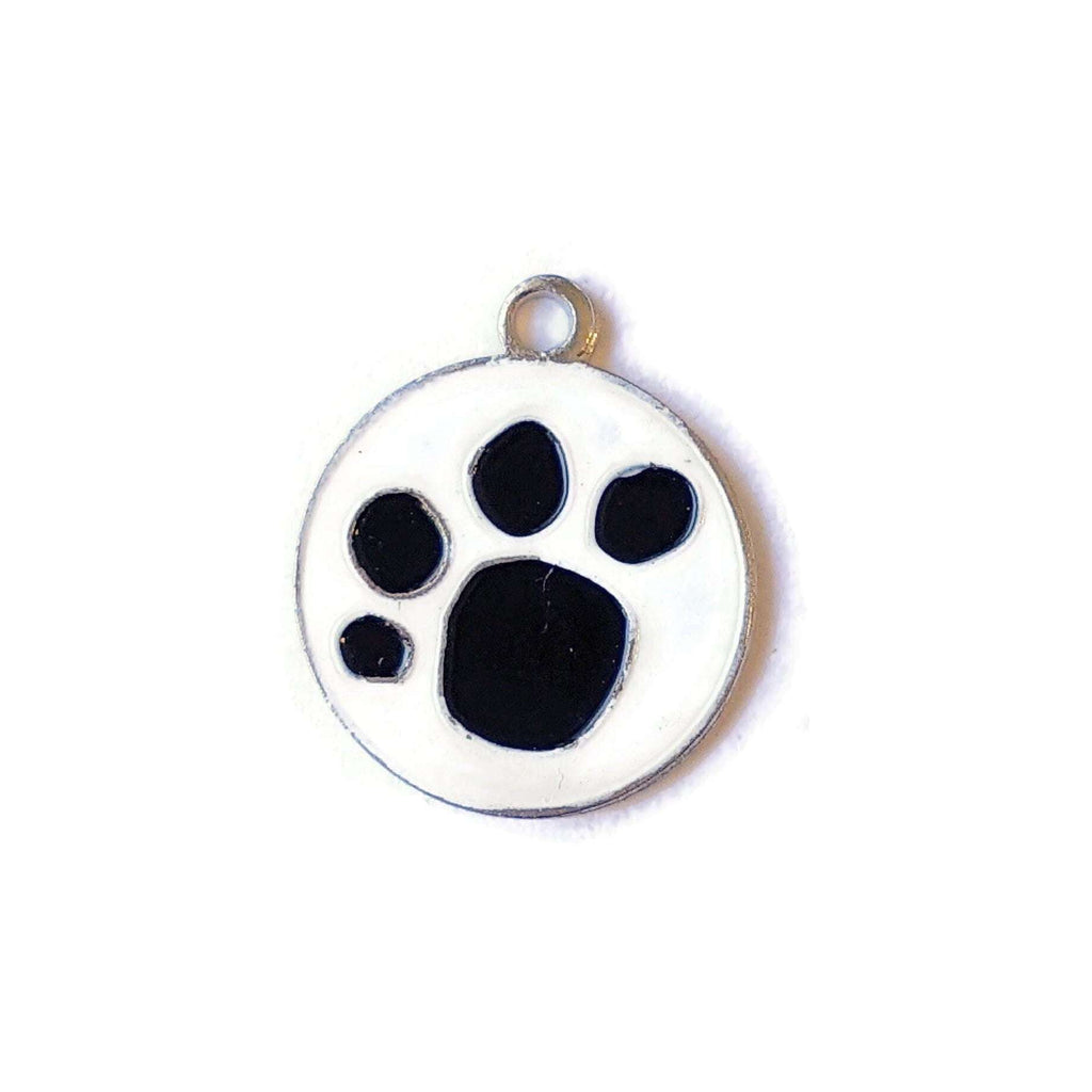 White & Black Enamel Dog/Cat Paw Print Charm