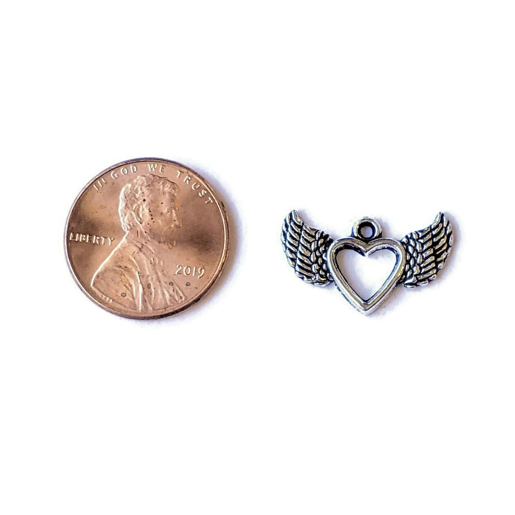 Silver Winged Heart Charm