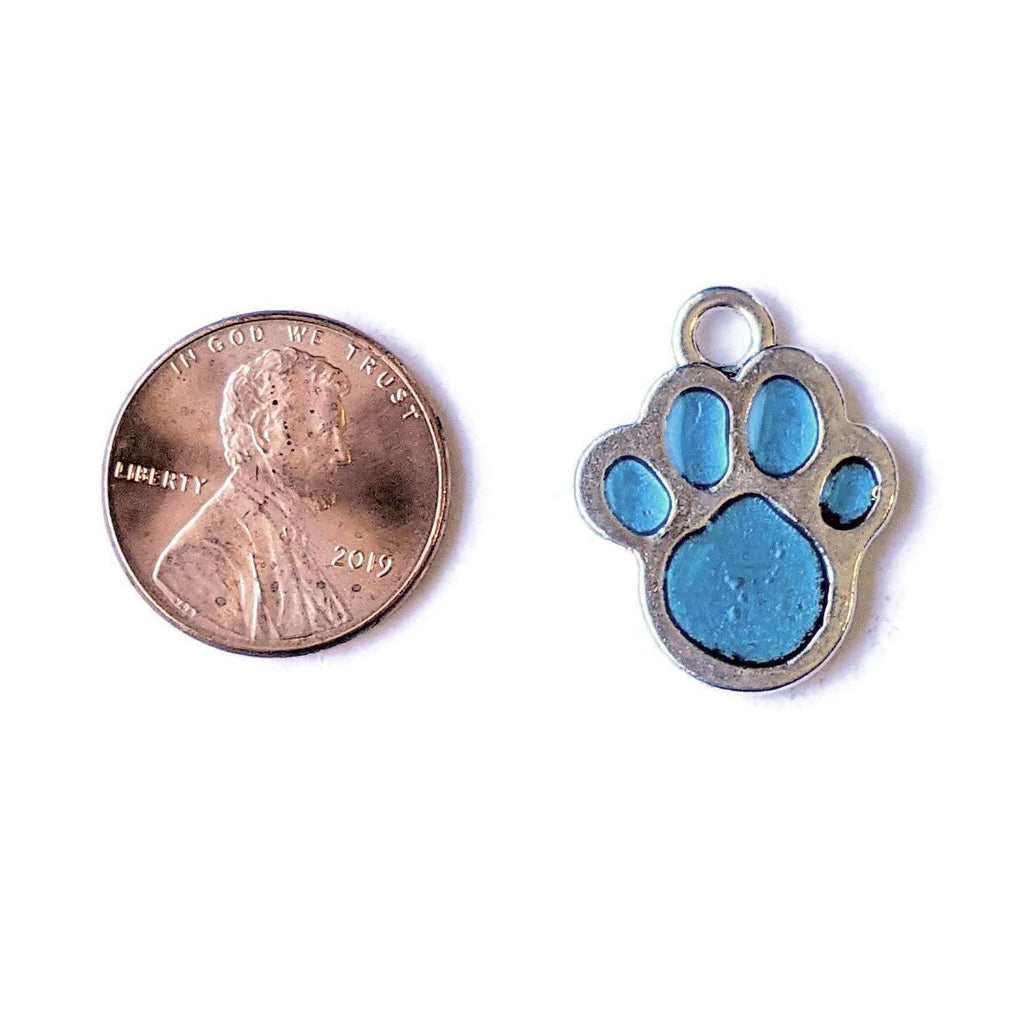 Light Blue Enamel Dog/Cat Paw Print Charm