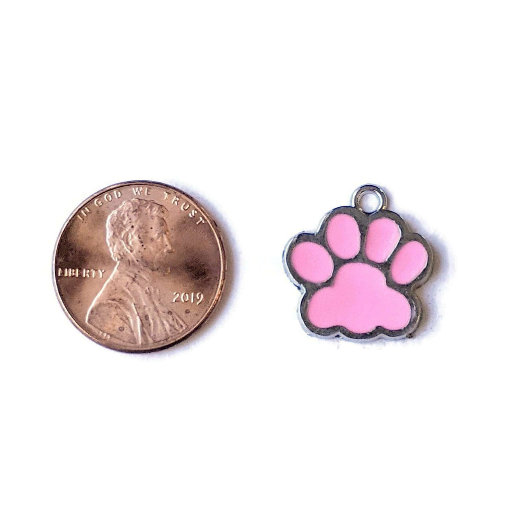 Pink Enamel Dog/Cat Paw Print Charm