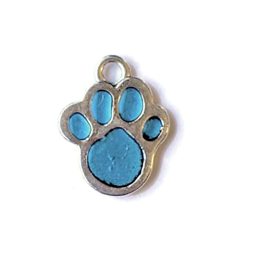 Light Blue Enamel Dog/Cat Paw Print Charm