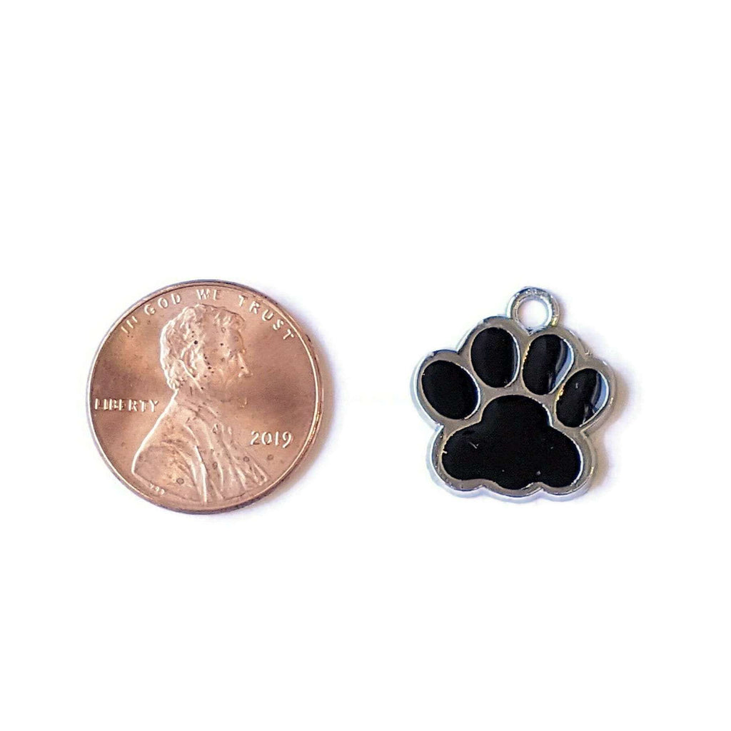 Black Enamel Dog/Cat Paw Print Charm