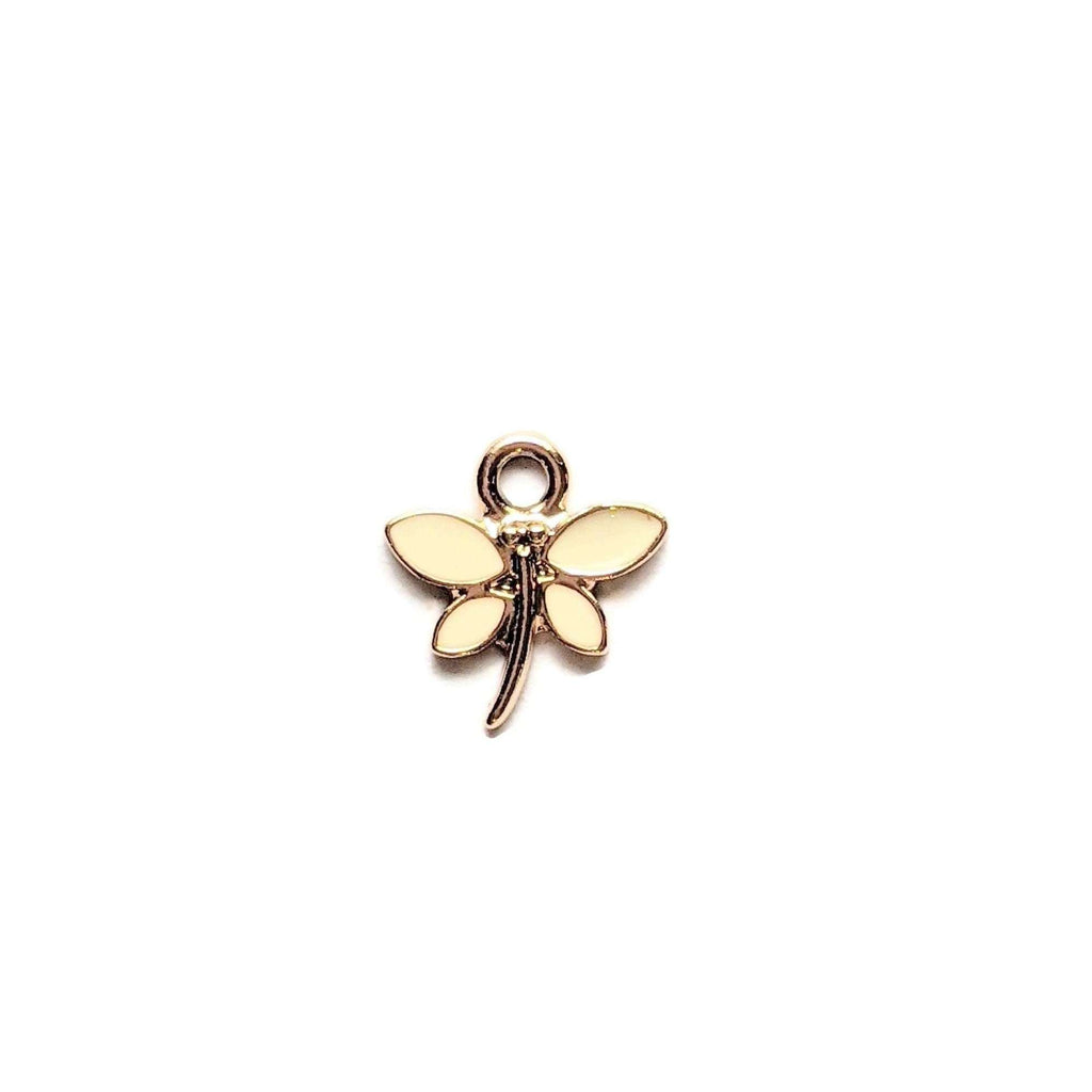 Tiny Enamel Rose Gold Dragonfly Charm