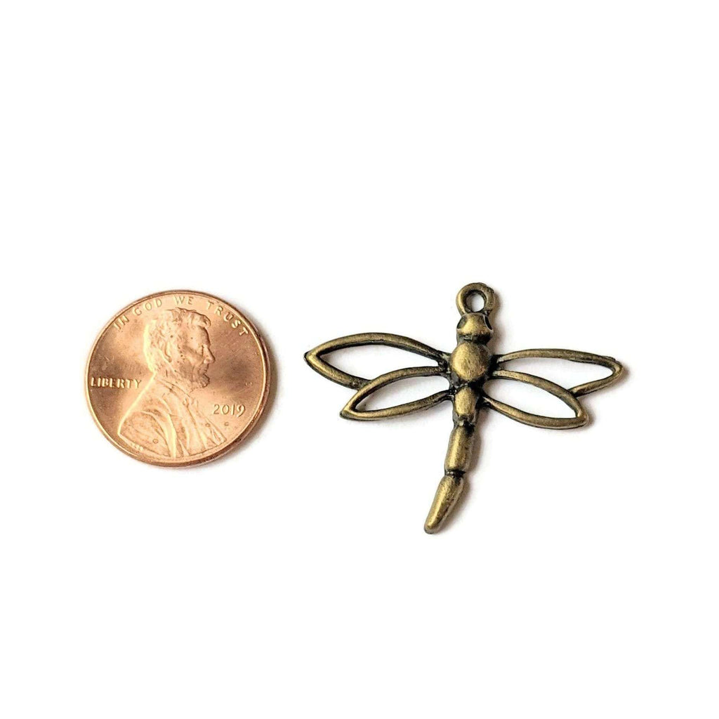 Large Antique Bronze Dragonfly Charm