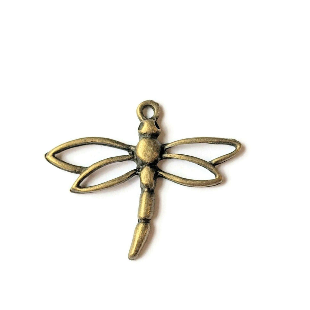 Large Antique Bronze Dragonfly Charm