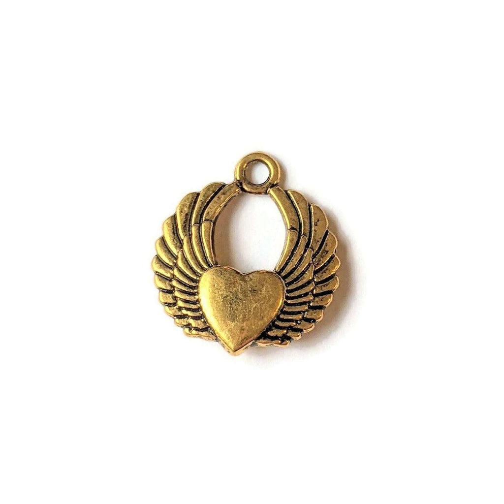 Gold Winged Heart Charm