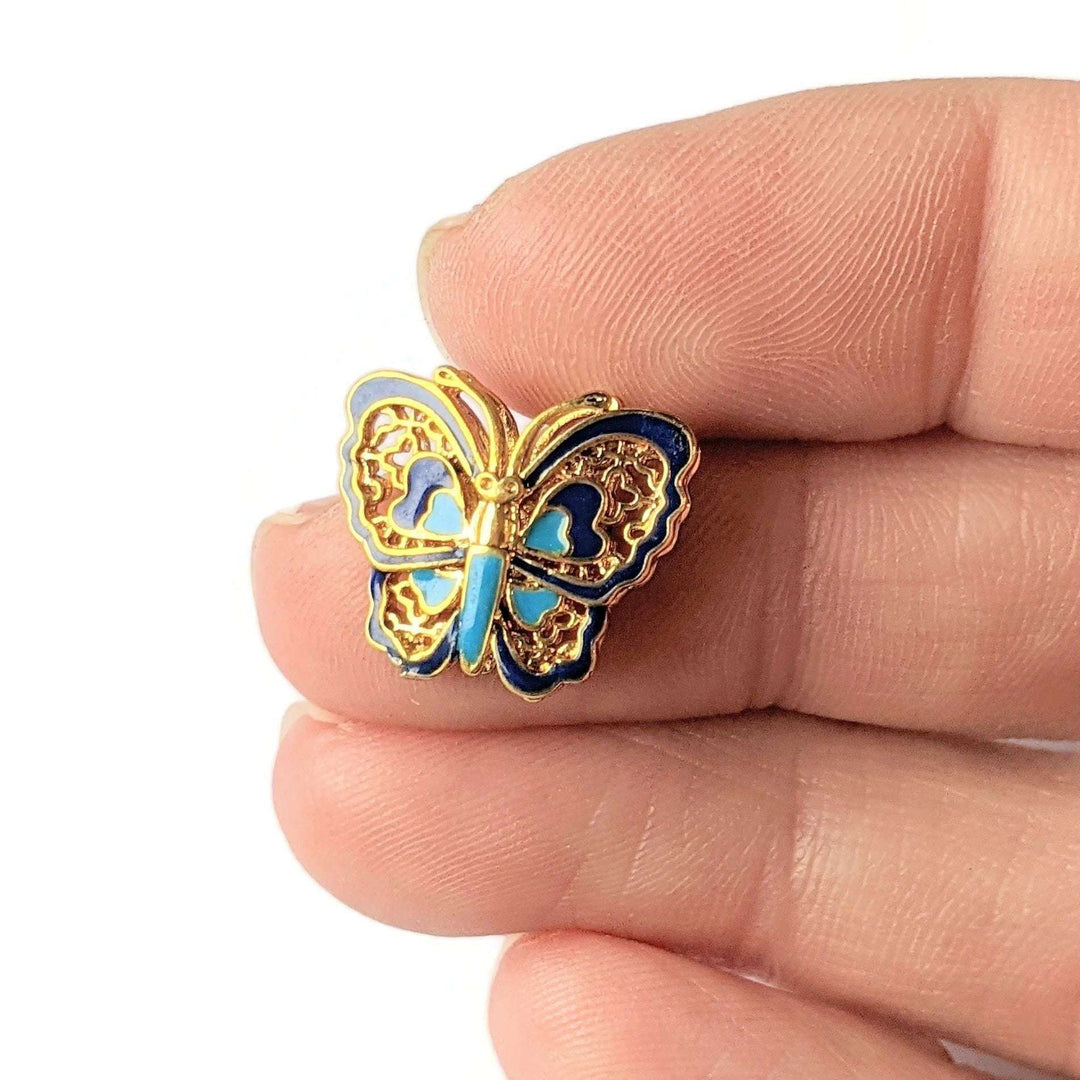 Gold Cloisonne Butterfly Slider Charm