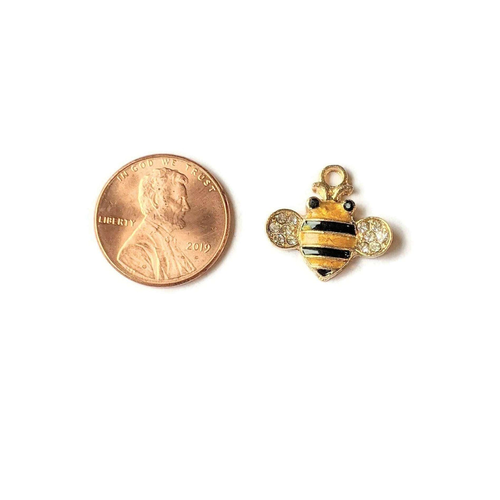 Enamel and Rhinestone Honey Bee Charm