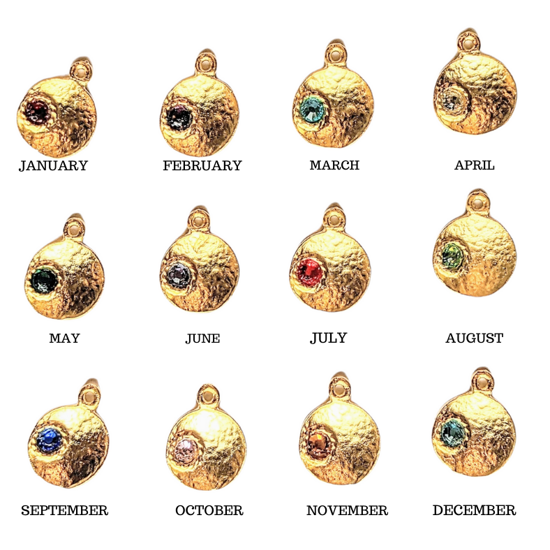 Gold Birthstone Disc Charm