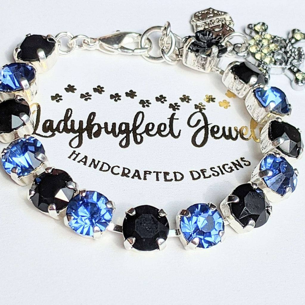 Harley Davidson® Black Blue Faceted Crystal Bracelet