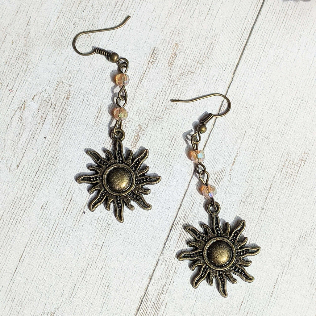 Antique Bronze Boho Sun dangle earrings