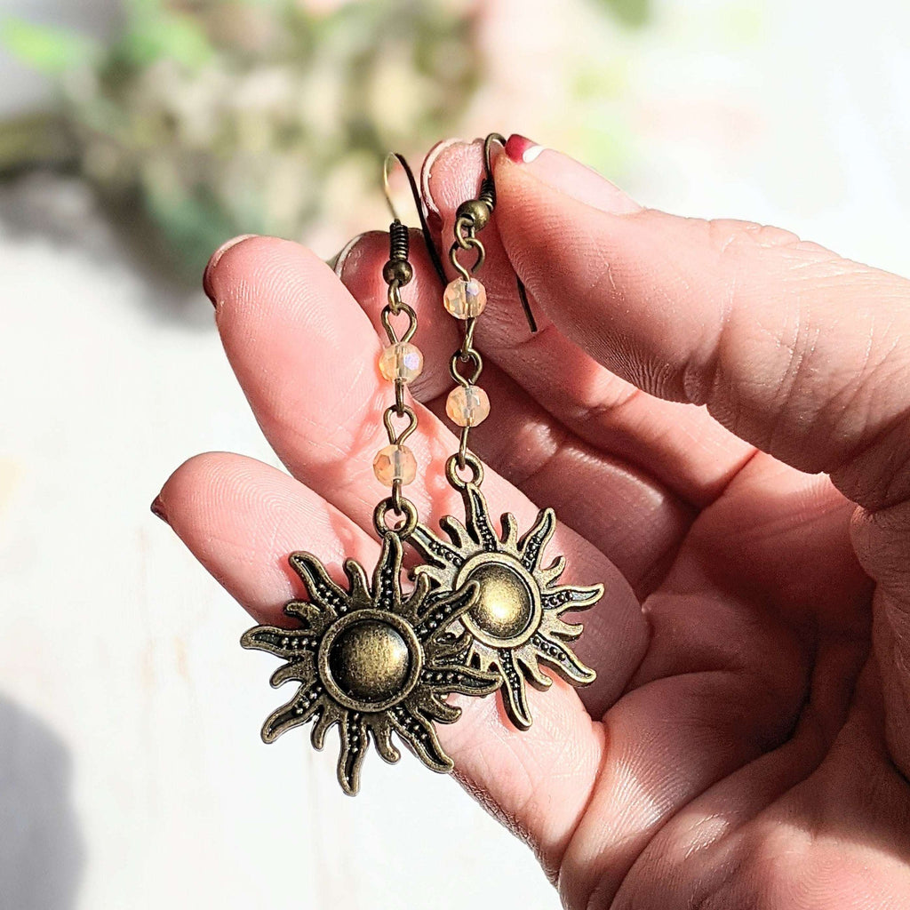 Antique Bronze Boho Sun dangle earrings