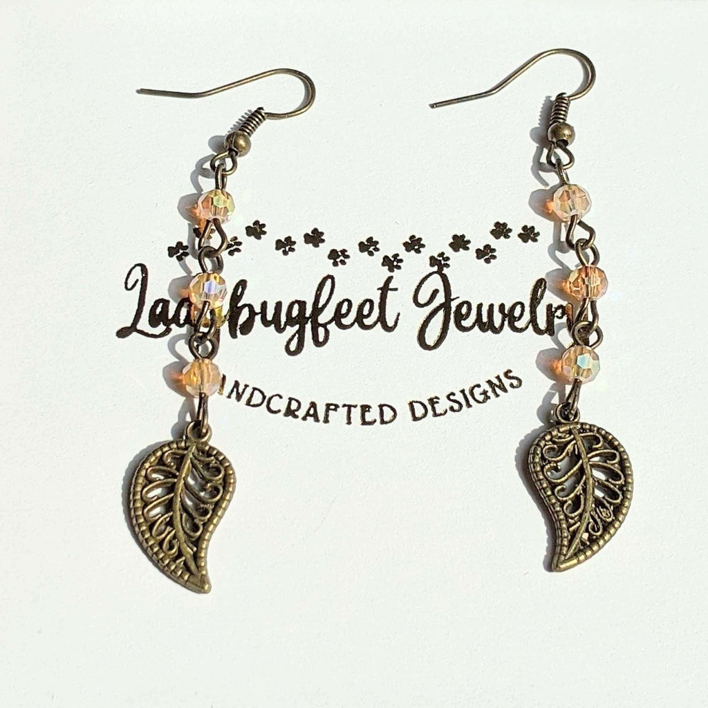 Antique Bronze Filigree Leaf dangle earrings