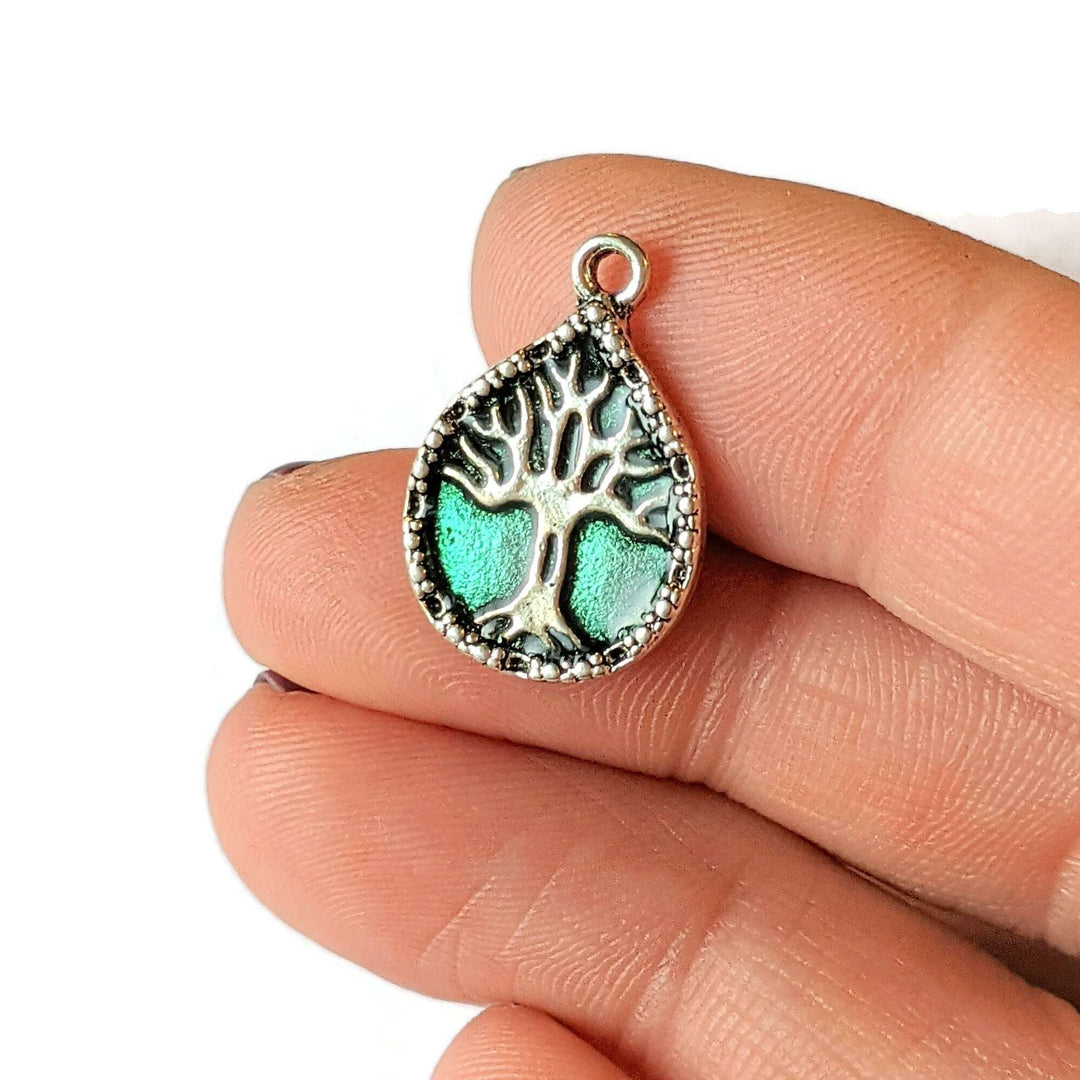 Tree Of Life Enamel Tear Drop Charm