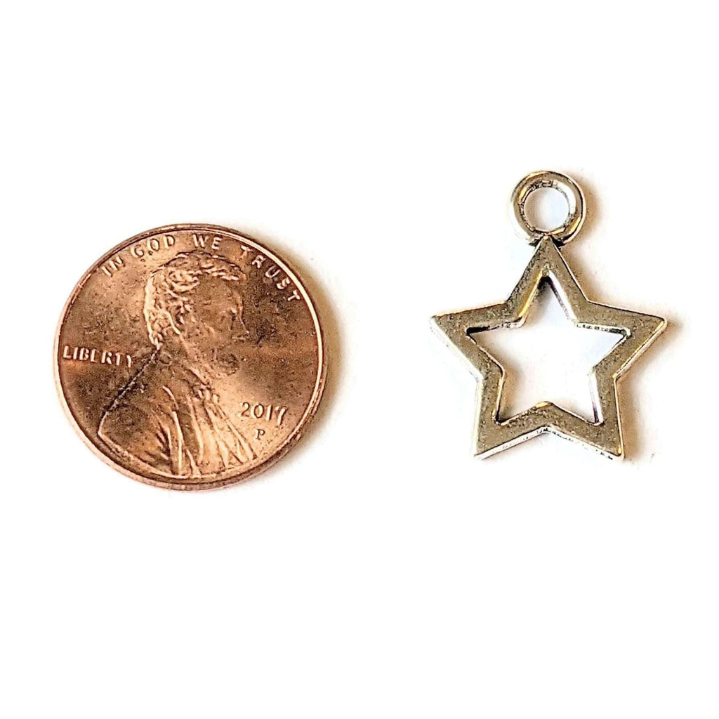 Silver Large Open Star Charm
