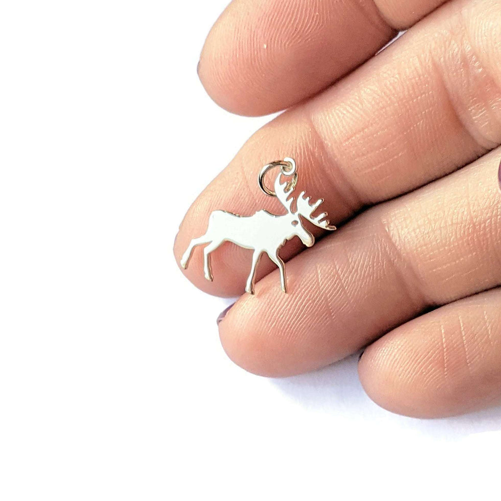 Sterling Silver Moose Silhouette Charm Pendant