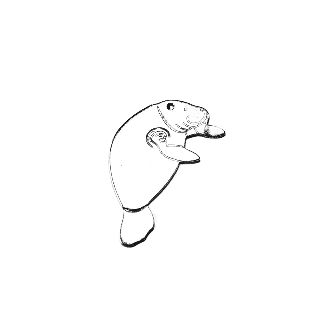 Stainless Steel Silver Large Manatee Pendant