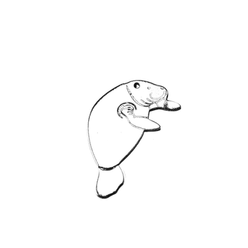 Stainless Steel Silver Large Manatee Pendant