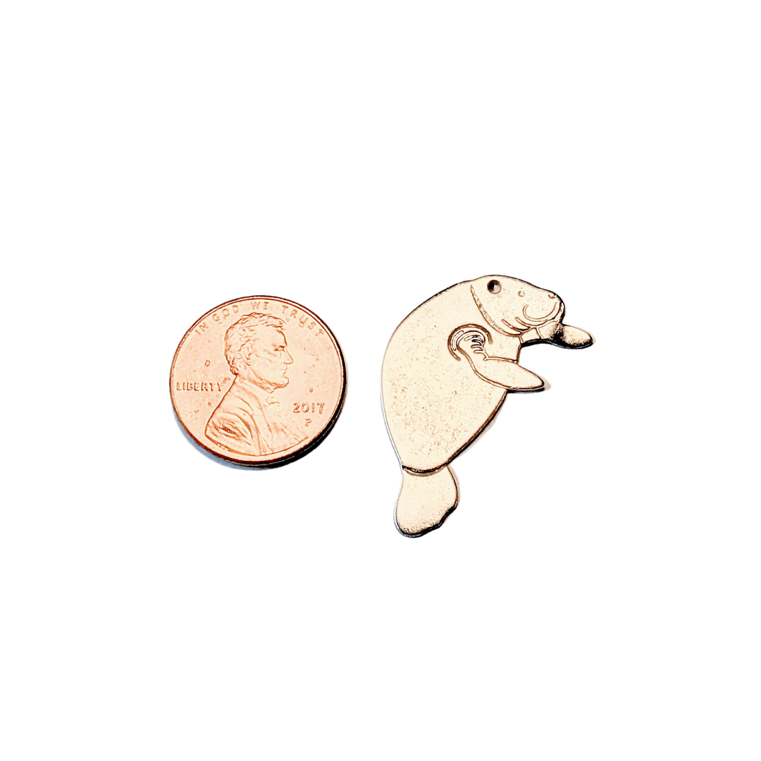 Stainless Steel Silver Large Manatee Pendant