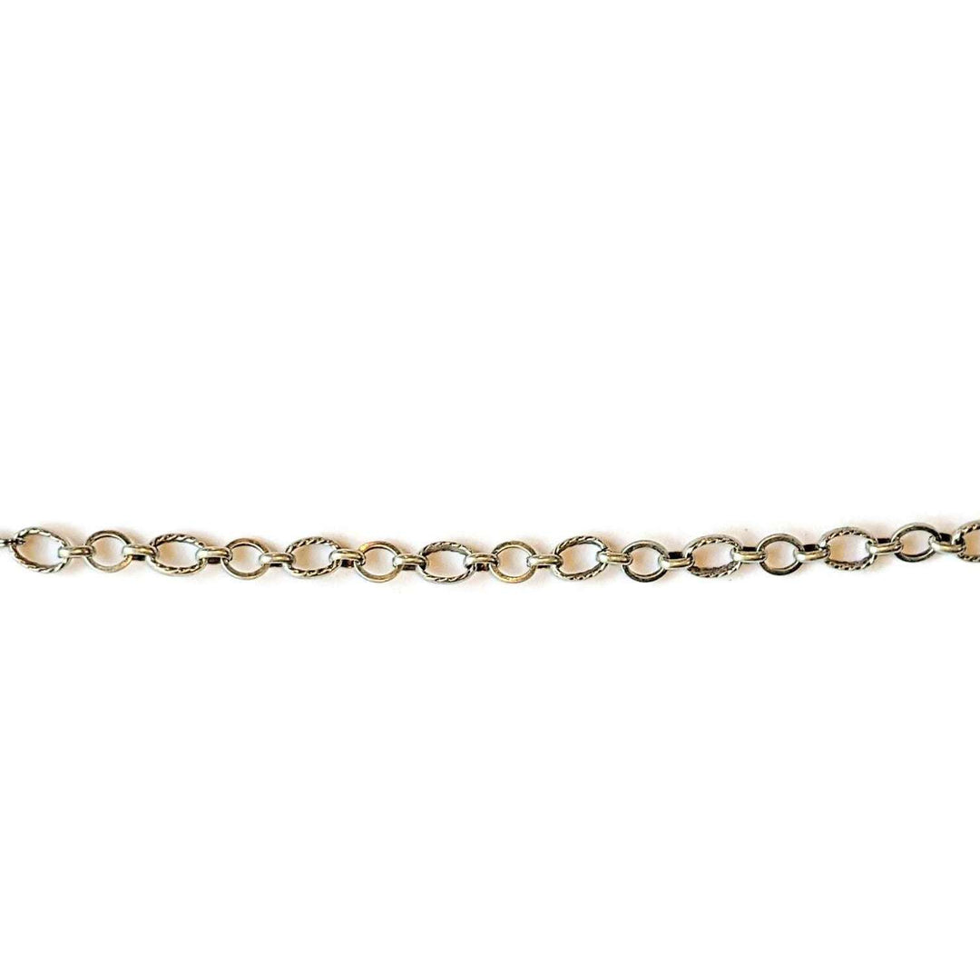Antique Silver Textured Oval Link Charm Bracelet Base - D.I.Y. - BUILD YOUR CHARM BRACELET!