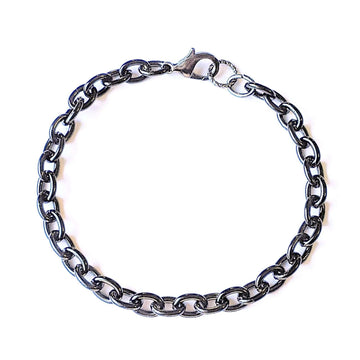 Black Stainless Steel Oval Link Charm Bracelet Base - D.I.Y. - BUILD YOUR CHARM BRACELET!