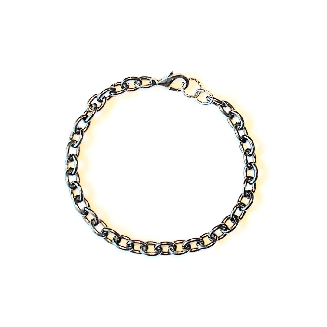 Black Stainless Steel Oval Link Charm Bracelet Base - D.I.Y. - BUILD YOUR CHARM BRACELET!