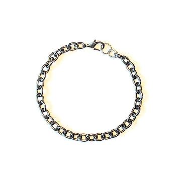 Black Stainless Steel Oval Link Charm Bracelet Base - D.I.Y. - BUILD YOUR CHARM BRACELET!