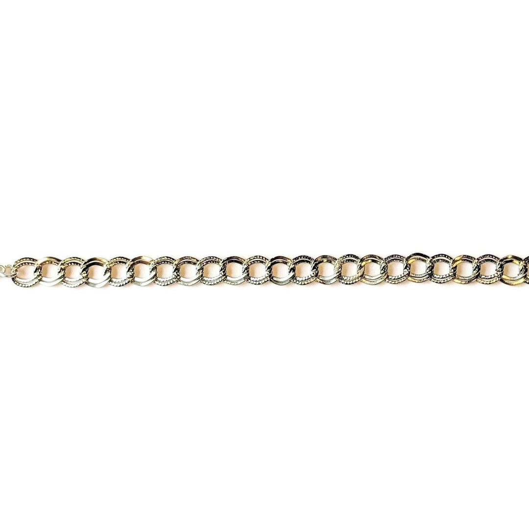 Silver Double Textured Link Charm Bracelet Base - D.I.Y. - BUILD YOUR CHARM BRACELET!