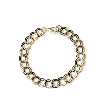 Silver Double Textured Link Charm Bracelet Base - D.I.Y. - BUILD YOUR CHARM BRACELET!