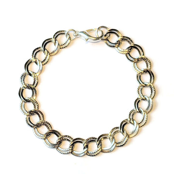 Silver Double Textured Link Charm Bracelet Base - D.I.Y. - BUILD YOUR CHARM BRACELET!