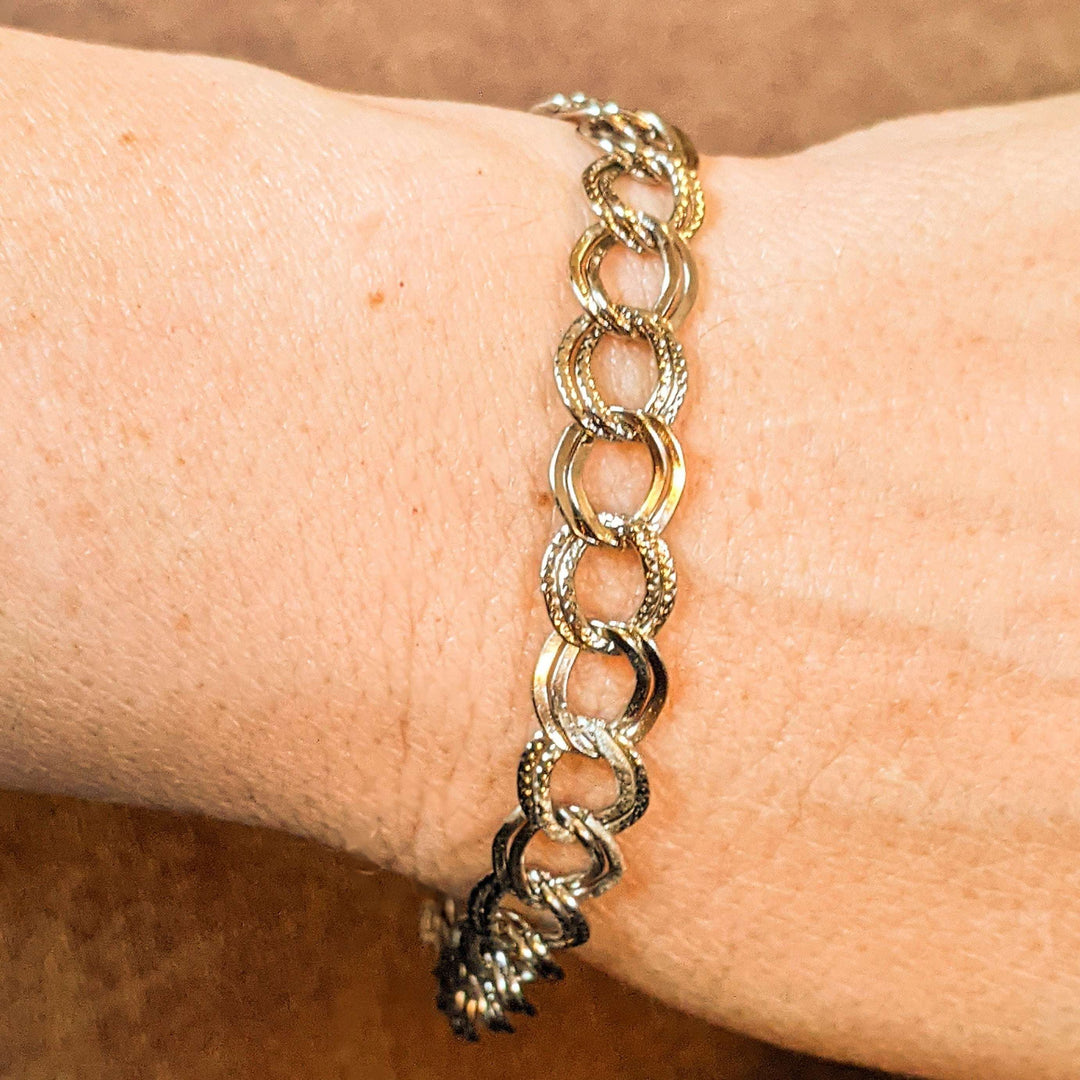 Silver Double Textured Link Charm Bracelet Base - D.I.Y. - BUILD YOUR CHARM BRACELET!