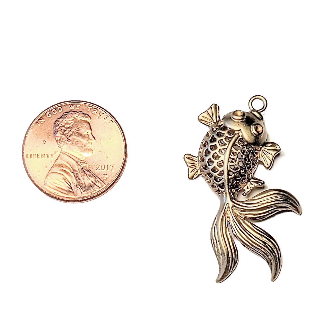Gold 3D Koi Fish Charm Pendant