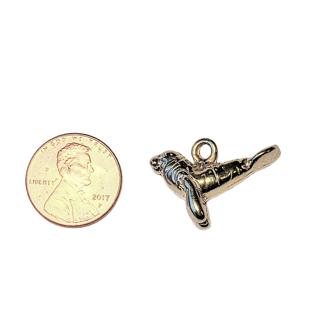 Gold Large Manatee Pendant