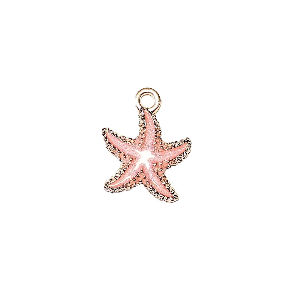 Small Pink Enamel Starfish Charm