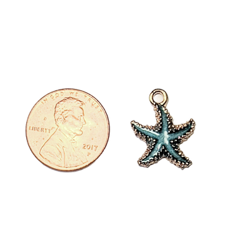 Small Blue Green Enamel Starfish Charm