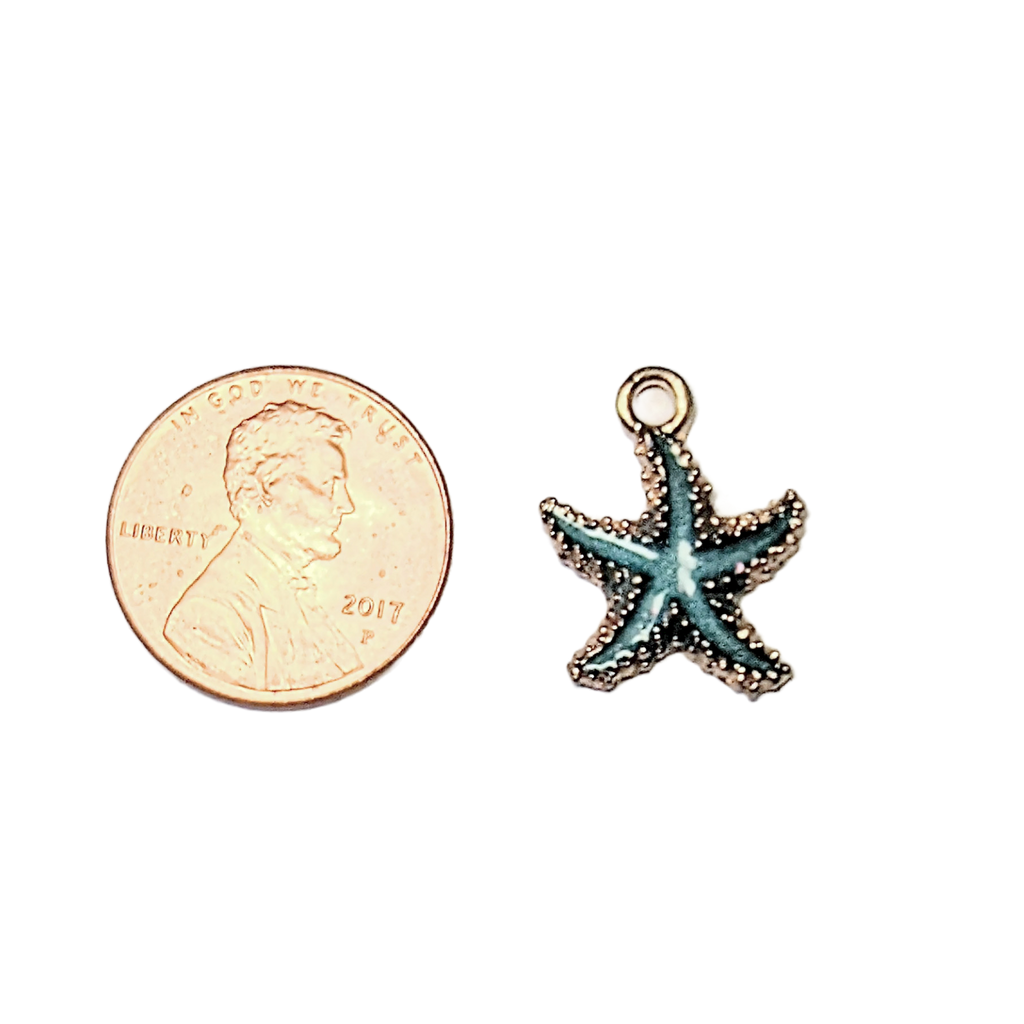Small Blue Green Enamel Starfish Charm