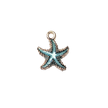 Small Blue Green Enamel Starfish Charm