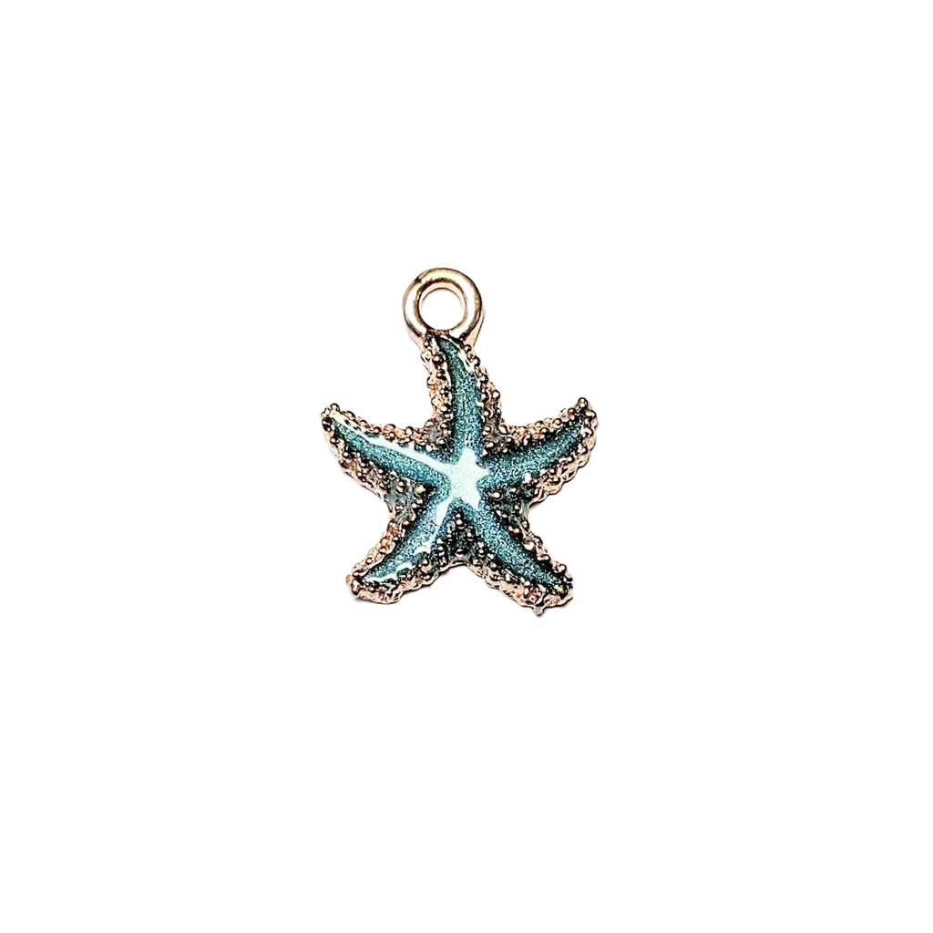 Small Blue Green Enamel Starfish Charm