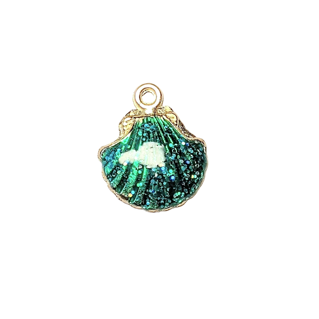 Green Enamel Seashell Charm