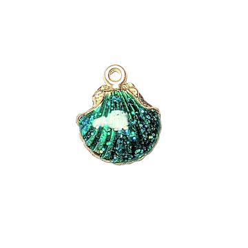 Green Enamel Seashell Charm