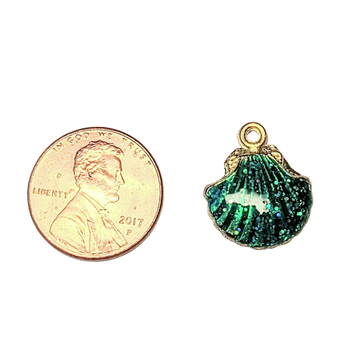 Green Enamel Seashell Charm